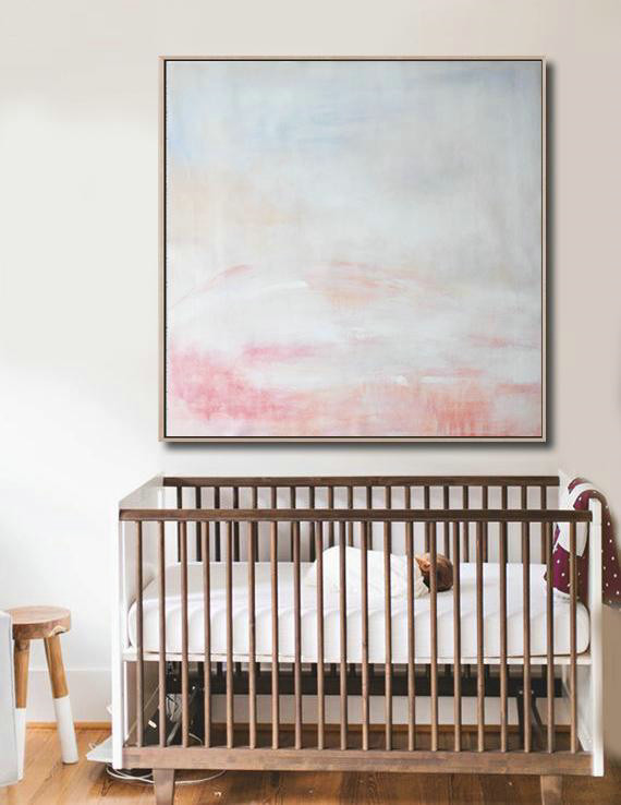 Huge Abstract Painting On Canvas,Oversized Abstract Painting,Oversized Custom Canvas Art,White,Gray,Pink.etc